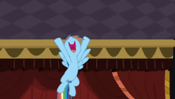 Size: 1280x720 | Tagged: safe, derpibooru import, screencap, rainbow dash, rarity, soarin', spitfire, pegasus, pony, unicorn, g4, rarity investigates, season 5, animated, cute, dancing, dashabetes, female, horn, image, male, mare, stallion, walk like an egyptian, webm