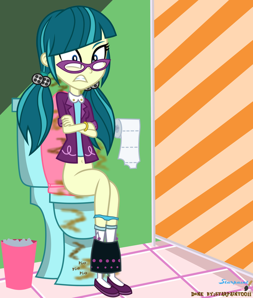 Size: 3508x4139 | Tagged: suggestive, artist:starpaint0011, derpibooru import, juniper montage, equestria girls, g4, bathroom, bathroom stall, clothes, fart, female, fetish, image, png, shoes, sitting, skirt, toilet, toilet paper, trash can