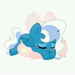 Size: 6890x6890 | Tagged: safe, artist:riofluttershy, derpibooru import, oc, oc:fleurbelle, unofficial characters only, alicorn, pony, alicorn oc, blushing, bow, eyes closed, female, hair bow, horn, image, jpeg, mare, pillow, simple background, sleeping, solo, white background, wings