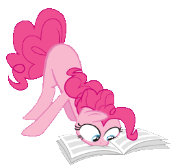 Size: 500x483 | Tagged: safe, artist:goblinengineer, derpibooru import, pinkie pie, earth pony, pony, g4, ponyville confidential, animated, female, gif, image, mare, newspaper, reading, simple background, solo, transparent background