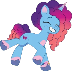 Size: 1288x1284 | Tagged: safe, artist:prixy05, derpibooru import, pony, unicorn, g5, my little pony: tell your tale, dancing, eyes closed, female, horn, image, mare, misty brightdawn, png, rebirth misty, simple background, solo, transparent background, vector