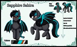 Size: 4152x2529 | Tagged: safe, artist:pridark, derpibooru import, oc, oc:sapphire sahira, unofficial characters only, hybrid, pony, image, pegabat, png, solo