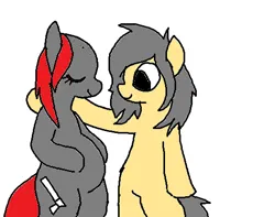 Size: 520x409 | Tagged: safe, derpibooru import, oc, oc:floor bored, oc:zippers, unofficial characters only, earth pony, pony, bald, cute, duo, eyes closed, fat, female, hoof on shoulder, image, mare, png, pregnant, shipping, simple background, standing on two hooves, white background