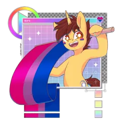Size: 2328x2403 | Tagged: safe, artist:musicfirewind, derpibooru import, oc, oc:ethereal divide, unofficial characters only, pony, unicorn, bisexual pride flag, cute, horn, image, male, png, pride, pride flag, solo, stallion, stallion oc, unicorn oc