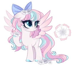 Size: 1920x1750 | Tagged: safe, artist:afterglory, derpibooru import, oc, unofficial characters only, pegasus, pony, g4, adoptable, bangs, blue bow, blue eyes, blue hooves, blushing, bow, colored eartips, colored hooves, colored wings, colored wingtips, eye clipping through hair, eyelashes, female, floppy ears, flower, gradient ears, gradient wings, hair accessory, hair bow, hoof hold, hooves, image, long mane, long tail, magical lesbian spawn, mane accessory, mare, multicolored mane, multicolored tail, nose blush, offspring, parent:applejack, parent:rainbow dash, parents:appledash, pink wingtips, png, purple blush, purple coat, shiny eyelashes, shiny eyes, shinyh ooves, signature, simple background, smiling, solo, spread wings, standing, style emulation, tail, transparent background, wavy tail, wavym ane, wings