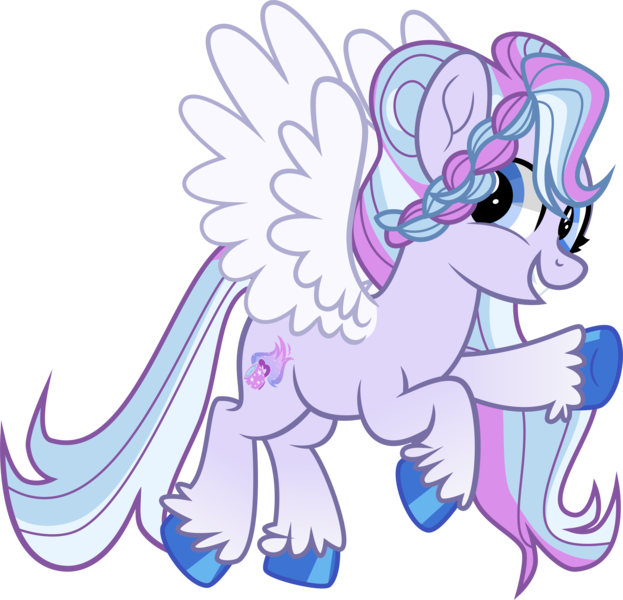 Size: 7951x7653 | Tagged: safe, artist:shootingstarsentry, derpibooru import, oc, oc:camellia, unofficial characters only, pegasus, pony, g5, absurd resolution, base used, blue eyes, blue hooves, blue mane, blue tail, braid, colored hooves, colored wings, female, flying, gradient legs, hooves, image, looking back, mare, mare oc, multicolored mane, multicolored tail, offspring, parent:alphabittle blossomforth, parent:queen haven, parents:alphahaven, pegasus oc, png, purple coat, simple background, smiling, solo, spread wings, tail, tied mane, transparent background, tri-color mane, tri-color tail, tri-colored mane, tri-colored tail, tricolor mane, tricolor tail, tricolored mane, tricolored tail, unshorn fetlocks, vector, wings