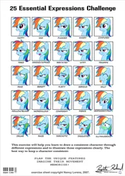 Size: 751x1063 | Tagged: safe, artist:itchykitchy, derpibooru import, rainbow dash, pony, 25 essential expressions, angry, cute, dashabetes, dashstorm, image, jpeg, multeity, rainbow dash is amused, rainbow dash is not amused, silly, silly pony, unamused