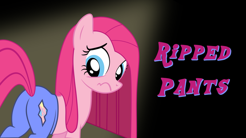 Size: 3840x2160 | Tagged: safe, artist:maresicmusic, ponerpics import, pinkie pie, earth pony, pony, black background, blue eyes, butt, clothes, cutie mark, image, looking back, pants, pink coat, pink mane, pink tail, pinkamena diane pie, png, sad, simple background, solo, text, vector