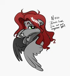 Size: 3652x3922 | Tagged: safe, artist:opalacorn, derpibooru import, oc, oc:void, unofficial characters only, pegasus, pony, blush lines, blushing, bust, covering face, dialogue, female, floppy ears, heart, heart eyes, image, jpeg, laurel wreath, mare, simple background, solo, sweat, white background, wingding eyes