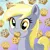 Size: 1980x1986 | Tagged: safe, artist:codenamekid, derpy hooves, pegasus, pony, g4, :3, background pony, blush sticker, blushing, cute, derp, derpabetes, female, food, gradient background, highlights, it's muffin time, mare, muffin, nibbling, shading, solo, that pony sure does love muffins