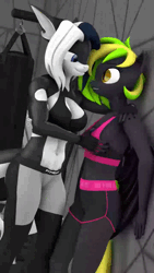 Size: 720x1280 | Tagged: suggestive, artist:sfm deer animations, ponerpics import, oc, unofficial characters only, anthro, orca, orca pony, original species, 3d, animated, breasts, clothed sex, clothes, female, image, lesbian, looking at each other, sex, webm