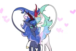 Size: 3000x2000 | Tagged: safe, artist:atardanto, derpibooru import, princess celestia, princess luna, kirin, g4, female, image, incest, kirinified, kissing, lesbian, png, royal sisters, ship:princest, shipping, siblings, sisters, species swap