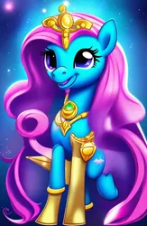 Size: 832x1280 | Tagged: safe, ai content, banned from derpibooru, deleted from derpibooru, derpibooru import, machine learning generated, prompter:mr sy, prompter:mr.sy, earth pony, pony, image, jpeg, machine learning abomination, mona lisa, solo