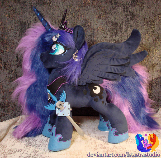 Size: 2343x2304 | Tagged: safe, artist:1stastrastudio, derpibooru import, princess luna, pony, image, irl, jpeg, photo, plushie, solo, sword, weapon