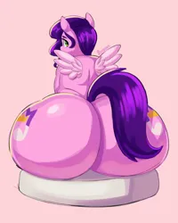 Size: 5324x6664 | Tagged: suggestive, artist:zendora, derpibooru import, pipp petals, pegasus, pony, g5, adorapipp, ass, ass up, butt, cute, female, image, large butt, looking back, mare, pipp butt, png, sitting, spread wings, the ass was fat, wide hips, wings