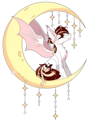 Size: 3384x4648 | Tagged: safe, artist:angellightyt, oc, bat pony, pony, bat pony oc, bat wings, crescent moon, image, moon, png, simple background, solo, transparent background, wings