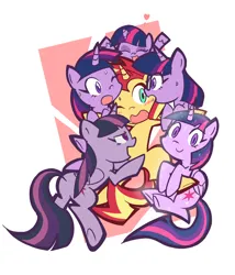 Size: 1200x1400 | Tagged: safe, artist:rvceric, derpibooru import, mean twilight sparkle, sci-twi, sunset shimmer, tree of harmony, twilight sparkle, twilight sparkle (alicorn), ponified, alicorn, pony, unicorn, equestria girls, g4, my little pony: pony life, the mean 6, adoracreepy, arms in the air, awkward, blushing, butt, clinging, creepy, cute, equestria girls ponified, eyes closed, female, floating heart, generational ponidox, heart, image, lesbian, lidded eyes, looking at each other, looking at someone, looking at you, looking sideways, mare, multeity, one eye closed, open mouth, open smile, passepartout, personal space invasion, plot, png, polyamory, ship:sci-twishimmer, ship:sunset twiangle, shipping, smiling, smiling at you, sparkle sparkle sparkle, sunset gets all the twilights, sunset shimmer gets all the mares, sunsetsparkle, sweat, sweatdrops, treelight sparkle, twibutt, twolight, underhoof, unicorn sci-twi, varying degrees of want