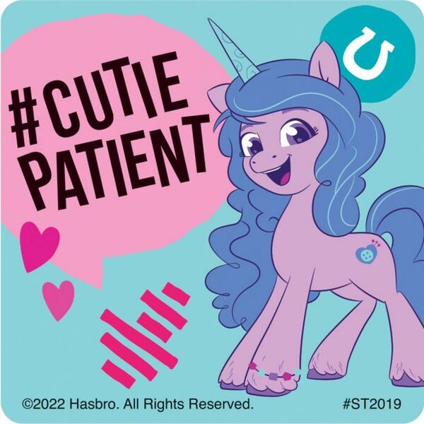 Size: 700x700 | Tagged: safe, derpibooru import, official, izzy moonbow, pony, unicorn, g5, 2022, bracelet, female, hashtag, heart, horn, horseshoes, image, jewelry, jpeg, looking at you, mare, open mouth, simple background, smilemakers, solo, speech bubble, sticker, teal background, text, unshorn fetlocks