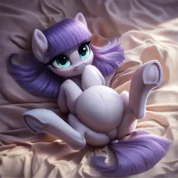 Size: 1024x1024 | Tagged: safe, ai content, derpibooru import, machine learning assisted, machine learning generated, prompter:jaguarcalamitydejv, maud pie, earth pony, pony, g4, bed, belly, big belly, crotch, dock, eyelashes, female, frog (hoof), image, jpeg, laying on bed, lying, lying down, mare, on back, on bed, smiling, solo, tail, underhoof, when she smiles