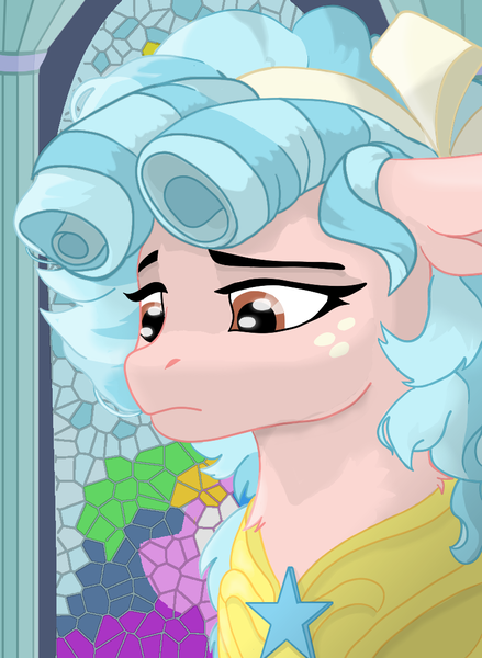 Size: 819x1120 | Tagged: safe, artist:minecake, derpibooru import, cozy glow, pegasus, pony, adult, bust, image, older, painted glass, pegasus royal guard, png, portrait, royal guard, solo