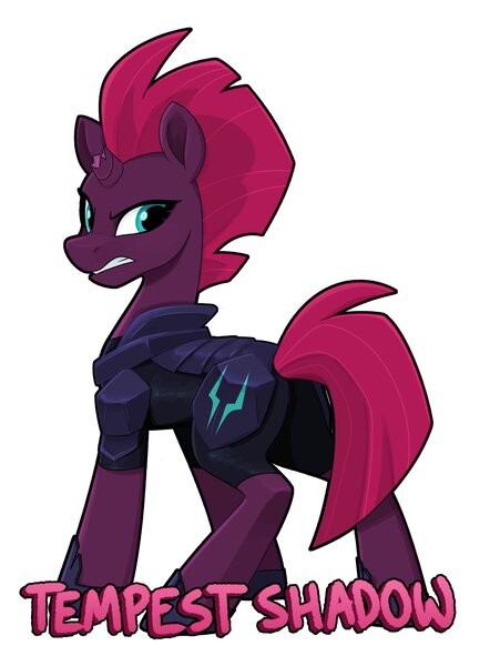 Size: 1509x2048 | Tagged: safe, artist:luximus17, derpibooru import, tempest shadow, pony, unicorn, angry, broken horn, clothes, female, gritted teeth, horn, image, jpeg, looking back, mare, simple background, solo, teeth, white background