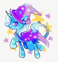 Size: 1838x1953 | Tagged: safe, artist:plushiecore, derpibooru import, trixie, pony, unicorn, g4, brooch, cape, clothes, ear piercing, earring, female, halftone, hat, horn, image, jewelry, leonine tail, lidded eyes, looking at you, mare, piercing, png, screentone, side view, signature, smiling, smiling at you, solo, star earring, stars, strut, tail, trixie's brooch, trixie's cape, trixie's hat