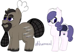 Size: 900x639 | Tagged: safe, artist:kharmacal, derpibooru import, oc, oc:grease wrapper, oc:prim feather, unofficial characters only, earth pony, chef's hat, colored lineart, duo, hair net, hat, image, maid pony, png, simple background, transparent background