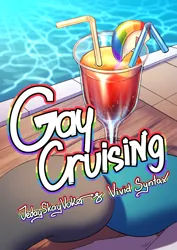 Size: 3508x4961 | Tagged: safe, artist:jedayskayvoker, derpibooru import, fashion plate, thunderlane, pony, comic:gay cruising, g4, alcohol, apple, cocktail, comic, comic cover, cover, cover art, drink, duo, duo male, english, food, gay, holding hooves, image, male, png, stallion, swimming pool, zap apple