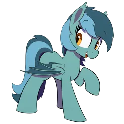 Size: 3000x3000 | Tagged: safe, artist:maretian, ponerpics import, oc, oc:dusky, bat pony, pony, female, image, mare, png, ponerpics community collab 2024, raised hoof, simple background, solo, transparent background