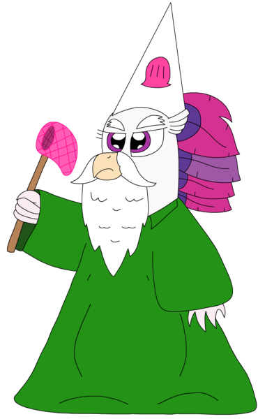 Size: 1974x3204 | Tagged: safe, artist:supahdonarudo, derpibooru import, queen novo, gnome, hippogriff, my little pony: the movie, beard, bipedal, bushy brows, clothes, facial hair, hat, holding, image, net, png, pun, robe, shell, simple background, solo, transparent background, wizard hat