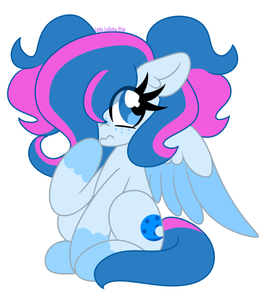 Size: 1804x2000 | Tagged: safe, artist:ladylullabystar, derpibooru import, oc, unofficial characters only, pegasus, pony, big eyes, blue coat, blue eyes, blue wingtips, coat markings, colored, colored wings, colored wingtips, commission, ear fluff, eyelashes, female, flat colors, freckles, frown, hair over one eye, image, looking away, mare, pegasus oc, pigtails, png, signature, simple background, socks (coat marking), solo, spread wings, tail, thick eyelashes, tied mane, transparent background, two toned mane, two toned tail, two toned wings, wings