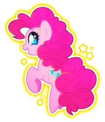 Size: 1639x1895 | Tagged: safe, artist:vivian reed, derpibooru import, pinkie pie, earth pony, pony, g4, cute, diapinkes, heart, heart eyes, image, jpeg, looking back, open mouth, open smile, outline, simple background, smiling, solo, white background, wingding eyes
