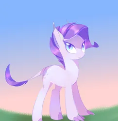 Size: 1638x1682 | Tagged: artist needed, safe, derpibooru import, oc, oc:crystal clarity, unofficial characters only, dracony, hybrid, kilalaverse, female, frown, image, interspecies offspring, looking up, next generation, offspring, parent:rarity, parent:spike, parents:sparity, png, solo