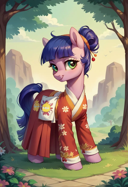 Size: 1200x1754 | Tagged: safe, ai content, derpibooru import, machine learning generated, prompter:massbrainimpact, stable diffusion, kimono, g3, clothes, generator:pony diffusion v6 xl, image, kimono (clothing), png