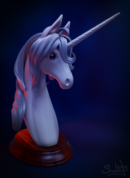 Size: 1166x1600 | Tagged: safe, artist:sunny way, derpibooru import, horse, unicorn, 3d, 3d render, amalthea, art, artwork, blender, bust, craft, digital art, female, feral, figurine, head, horn, image, lady amalthea, nomad sculpt, png, render, sculpture, solo, statue, the last unicorn, zbrush