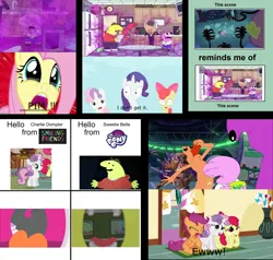 Size: 3740x3561 | Tagged: safe, derpibooru import, edit, edited screencap, screencap, apple bloom, fluttershy, rarity, scootaloo, spike, sweetie belle, twilight sparkle, twilight sparkle (alicorn), alicorn, alien, butterfly, dragon, earth pony, human, insect, pegasus, pony, unicorn, call of the cutie, castle mane-ia, g4, princess twilight sparkle (episode), season 1, season 2, season 4, sisterhooves social, stare master, the cutie mark chronicles, alcohol, allan red, awww, beanbag chair, beer, beer can, black vine, charlie dompler, chugging, clock, close-up, clothes, coffee machine, cough, coughing, creature, crying, cup, cute, cutie mark crusaders, damaged, disgusted, drink, drinking, dust, eww, ewww!!!, female, flying, gas, glep, hat, helicopter, hello yoshi from super mario, hoodie, horn, humanoid, image, jason (smiling friends), looking at each other, looking at someone, male, mare, meme, mr. boss, necktie, open mouth, party, pim pimling, png, poison vine, purple dust, reaction, reaction image, refrigerator, screaming, shocked, sink, sisterhooves social (awkwardness), smiling friends, space, spaceship, sparkles, sugarcube corner, table, teary eyes, teeth, television, this scene reminds me of this scene, tongue out, ufo, uvula, varying degrees of want, zoom in, zoomed in