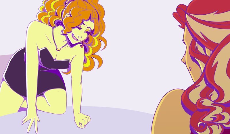 Size: 2048x1195 | Tagged: safe, artist:drizzledazzle, derpibooru import, adagio dazzle, sunset shimmer, human, equestria girls, g4, duo, female, image, jpeg, lesbian, ship:sunsagio, shipping