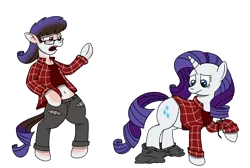 Size: 2450x1650 | Tagged: safe, alternate version, artist:crimson-rune, derpibooru import, rarity, human, pony, unicorn, alternate character, clothes, female, flannel, horn, human to pony, image, mare, png, shirt, simple background, solo, transformation, transparent background