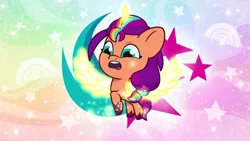 Size: 1280x720 | Tagged: safe, derpibooru import, sunny starscout, alicorn, pony, g5, my little pony: a new generation, my little pony: tell your tale, spoiler:g5, spoiler:my little pony: tell your tale, spoiler:tyts02e17, baby, baby sunny starscout, image, mane stripe sunny, png, race swap, solo, sunnycorn, the tinytrot, younger