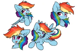 Size: 3000x2000 | Tagged: safe, artist:rejiser, derpibooru import, rainbow dash, pegasus, pony, g4, chest fluff, cute, cutie mark, dashabetes, ear fluff, female, floppy ears, flying, folded wings, image, looking at you, one eye closed, open mouth, png, raised hoof, simple background, smiling, smiling at you, spread wings, tail, tongue out, white background, wings, wink