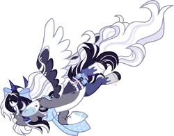 Size: 1206x944 | Tagged: safe, artist:sakurimii, derpibooru import, oc, oc:oreo cream, pegasus, pony, clothes, colored wings, female, image, mare, png, scarf, simple background, socks, solo, transparent background, two toned wings, wings