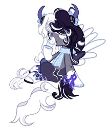 Size: 1280x1500 | Tagged: safe, artist:galaxy-paradise, derpibooru import, oc, oc:oreo cream, pegasus, pony, clothes, colored wings, female, horns, image, mare, png, scarf, simple background, socks, solo, transparent background, two toned wings, wings