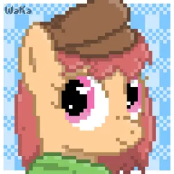 Size: 480x480 | Tagged: safe, artist:elwakaz, derpibooru import, oc, unofficial characters only, pony, abstract background, digital art, icon, image, pixel art, png, smiling, solo