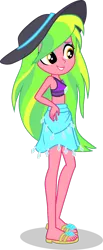 Size: 1280x3106 | Tagged: safe, artist:dustinwatsongkx, derpibooru import, lemon zest, human, equestria girls, g4, clothes, female, geode of shielding, hat, image, magical geodes, png, rarity's blue sarong, rarity's purple bikini, simple background, solo, sun hat, swimsuit, transparent background