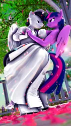 Size: 2160x3840 | Tagged: safe, artist:shadowuwu, ponerpics import, twilight sparkle, oc, unofficial characters only, anthro, 3d, breasts, clothes, dress, image, jpeg, looking at each other, looking at you, male, marriage, wedding dress