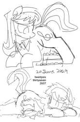 Size: 2172x3298 | Tagged: safe, artist:twentysixthirtyseven, derpibooru import, octavia melody, earth pony, pony, g4, 2 panel comic, cake, cakesitting, comic, crouching, derpibooru exclusive, fetish, food, food fetish, foodplay, image, looking back, lying down, png, raised tail, signature, sketch, squished, tail