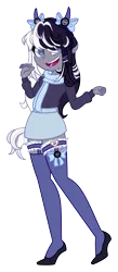 Size: 1792x4093 | Tagged: safe, artist:tsukikage-bloodrage, derpibooru import, oc, oc:oreo cream, equestria girls, g4, clothes, female, image, png, scarf, simple background, skirt, socks, solo, sweater, transparent background