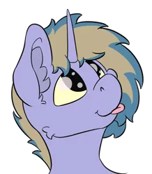 Size: 1144x1314 | Tagged: safe, artist:dsksh, derpibooru import, oc, unofficial characters only, unicorn, :p, bust, ear fluff, horn, image, png, portrait, simple background, solo, tongue out, transparent background, two toned mane, unicorn oc
