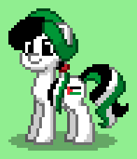 Size: 196x228 | Tagged: safe, derpibooru import, oc, ponified, unofficial characters only, earth pony, pony, pony town, green background, image, nation ponies, palestine, png, ponytail, simple background, solo