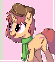 Size: 306x343 | Tagged: safe, artist:elwakaz, derpibooru import, oc, unofficial characters only, pony, unicorn, digital art, female, horn, image, mare, open mouth, pixel art, png, smiling, solo